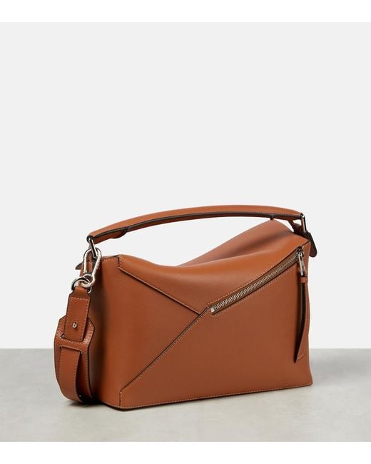 Loewe Brown Puzzle Edge Medium Leather Top-Handle Bag