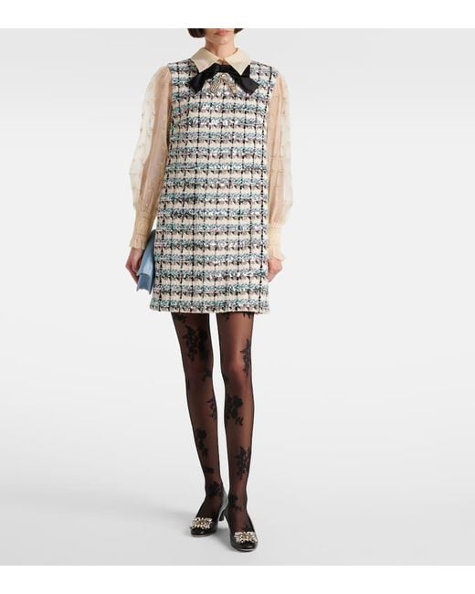 Valentino Gray Floral Lace Tights