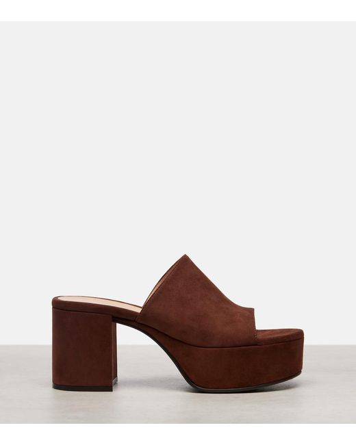 Gianvito Rossi Brown Suede Platform Mules