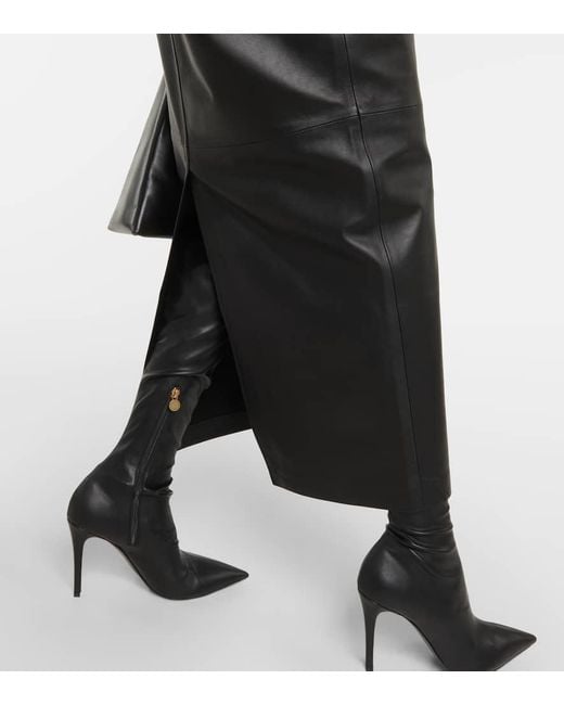 Wardrobe NYC Black Back-Slit Leather Maxi Skirt
