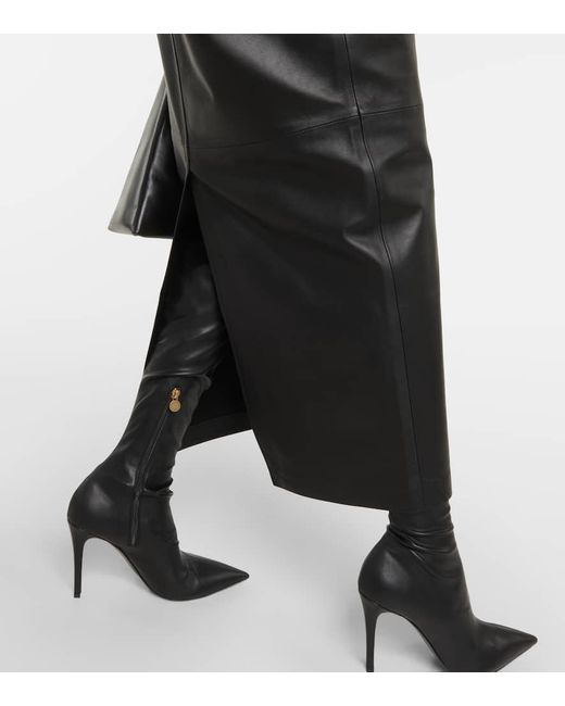 Wardrobe NYC Black Back-slit Leather Maxi Skirt