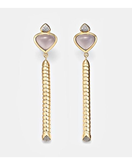 Marina B White Trisolina 18Kt Drop Earrings With Chalcedony And Diamonds
