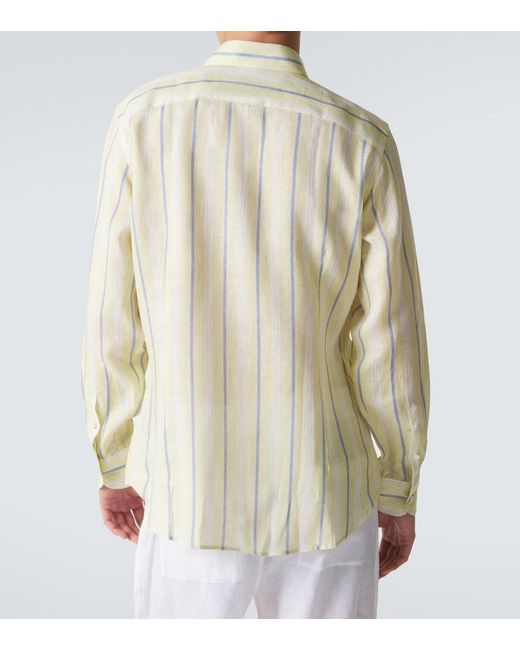 Fedeli White Striped Linen Shirt for men