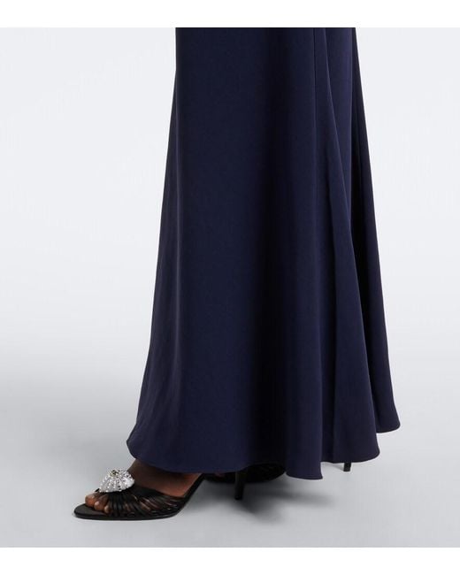 Roland Mouret Blue Crystal-Embellished Gathered Gown
