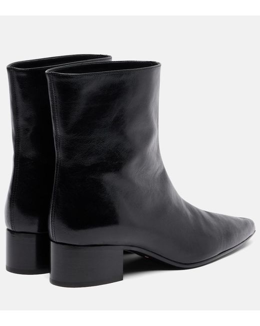 Khaite Black Andee 40 Leather Ankle Boots