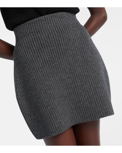 Minifalda En Mezcla De Lana Acanalada Givenchy de color Gray