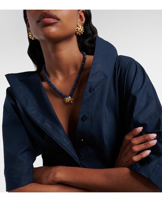 YSSO Blue Sea Urchin Necklace With Jade