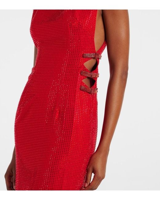 Self-Portrait Red Embellished Cutout Crepe Gown