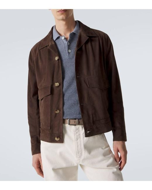 Brunello Cucinelli Brown Suede Jacket for men