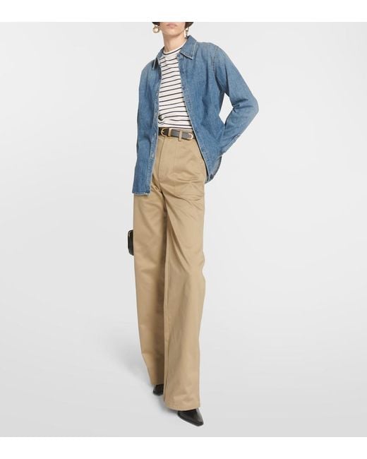 Nili Lotan Natural Quentin High-Rise Cotton Flared Pants