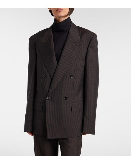 Gucci Black Pinstripe Wool And Mohair Blazer
