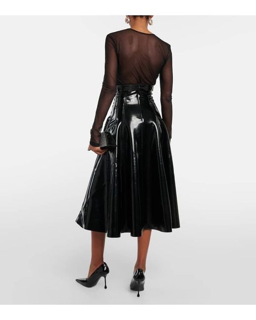 Falda midi de piel sintetica Norma Kamali de color Black