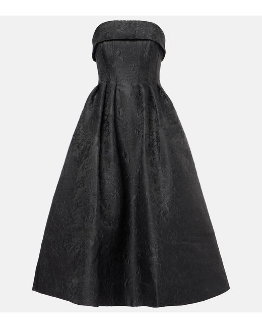 Rebecca Vallance Black Esther Off-Shoulder Midi Dress
