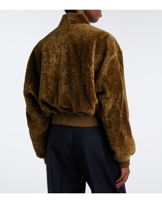 Arma Green Azra Shearling Bomber Jacket