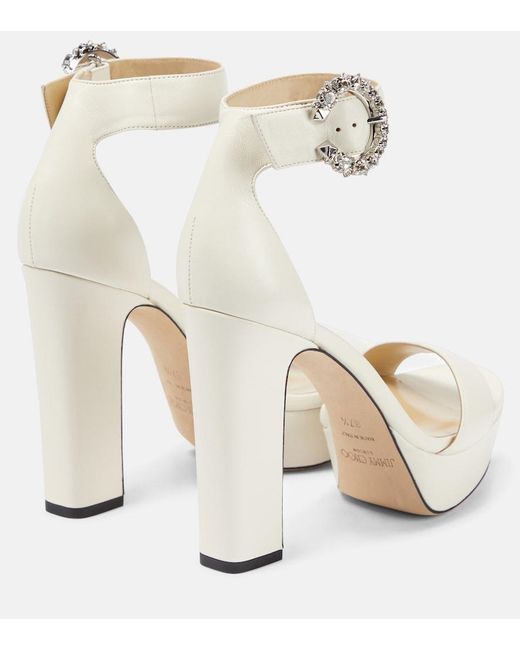 Jimmy Choo Metallic Mionne 120 Leather Platform Sandals