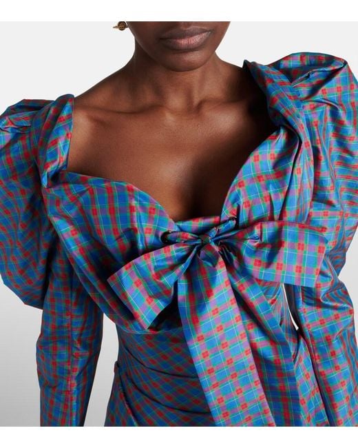 Vivienne Westwood Blue Iwona Checked Taffeta Mini Dress