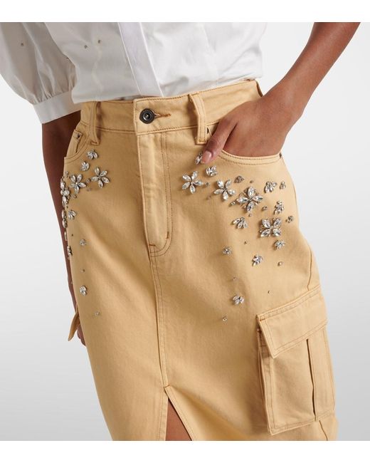 Self-Portrait Natural Verzierter Jeansrock