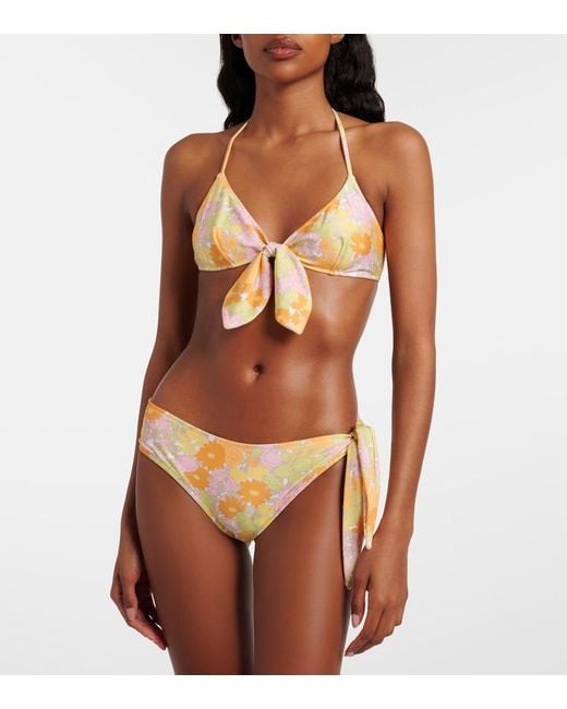 Chloé Multicolor Bow-Detail Floral Bikini Top