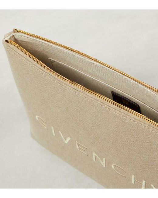 Bustina in canvas con logo di Givenchy in Natural