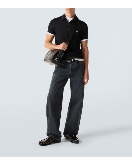 Prada Black Leather Shoulder Bag for men