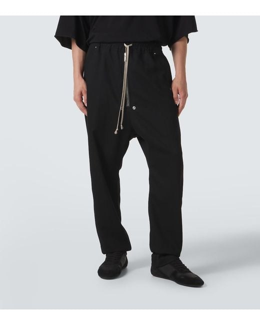 Rick Owens Black Bela Wool Wide-Leg Pants for men