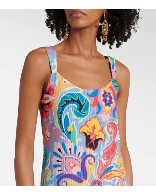 Etro White Printed Cotton And Silk Maxi Dress