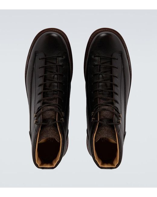 Brunello Cucinelli Brown Leather Lace-Up Boots for men