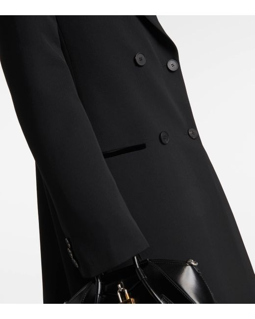 Givenchy Black Velvet-trimmed Wool Coat