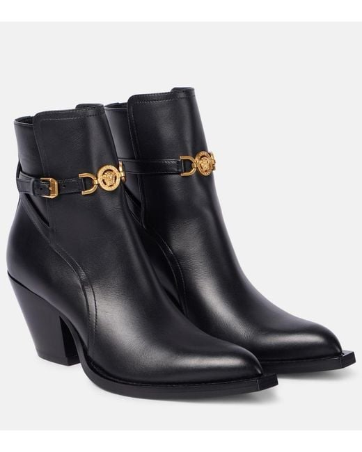 Versace Black Medusa '95 Leather Ankle Boots
