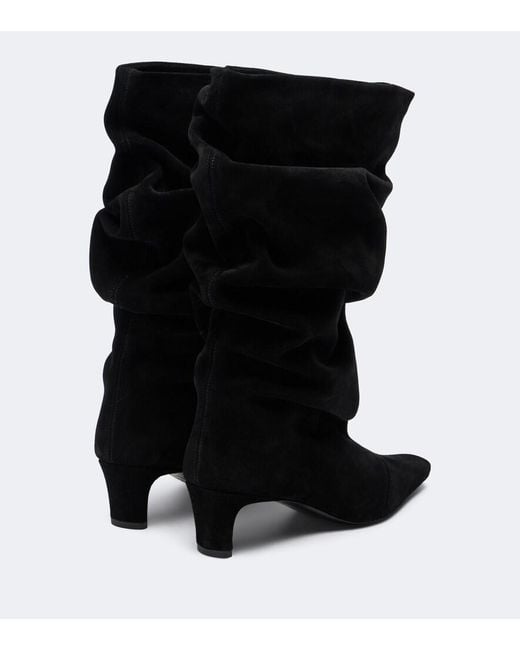 Staud Black Wally Suede Mid-Calf Boots