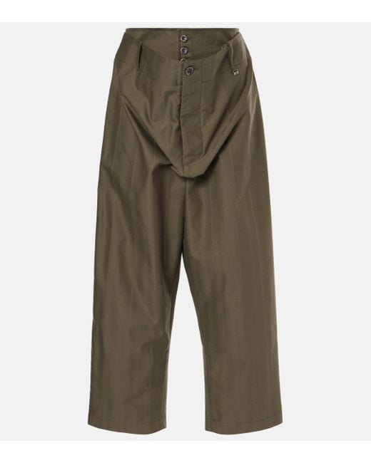 Vivienne Westwood Green Alien Cropped Cotton Wide-Leg Pants