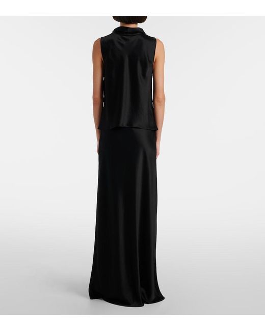 Leset Black Barb Satin Top