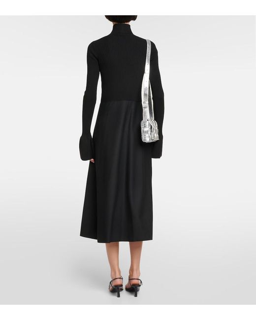 Joseph Black Mixed Media Duperre Midi Dress
