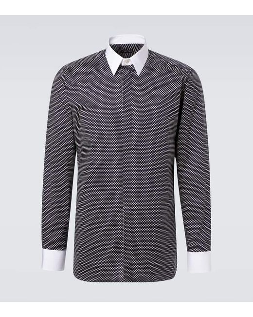 Camisa De Popelin De Algodon Con Lunares Tom Ford de hombre de color Blue