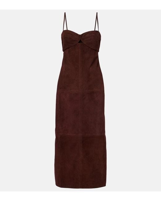 Johanna Ortiz Purple Suede Midi Dress