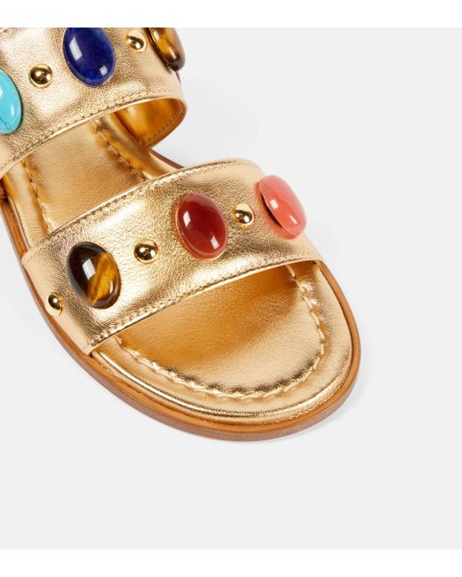 Gianvito Rossi Shanti Embellished Metallic Leather Sandals