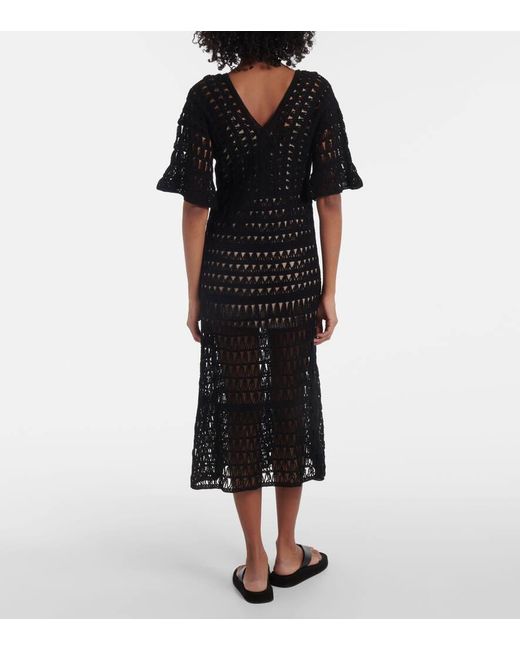 Anna Kosturova Black Marissa Cotton Crochet Maxi Dress
