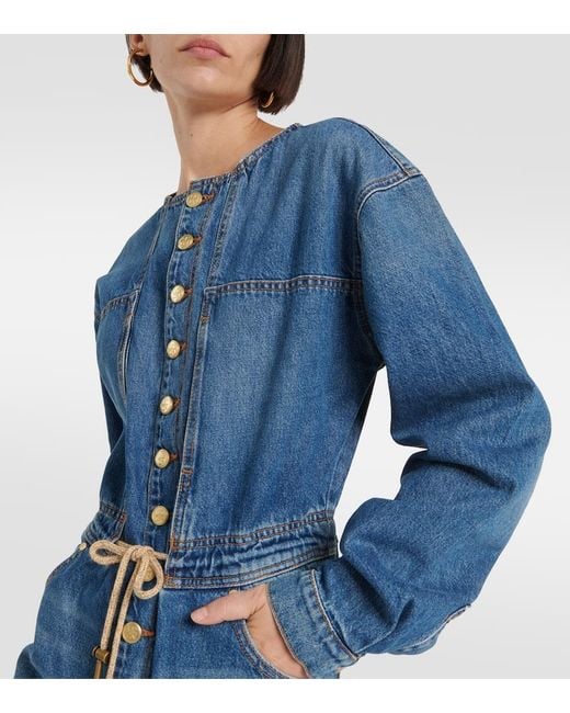 Ulla Johnson Blue Stevie Wide-Leg Denim Jumpsuit