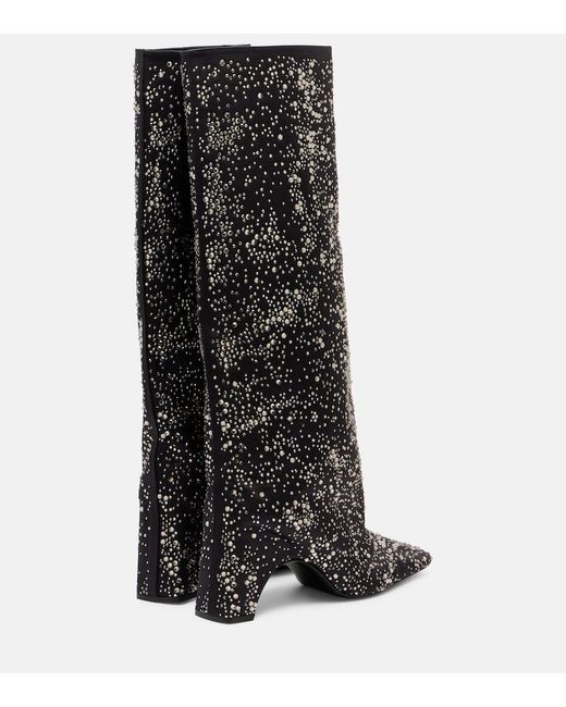Coperni Black Embellished Knee-High Boots