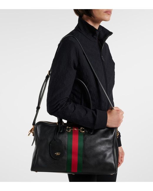 Gucci Black Borsetto Large Leather Bowling Bag