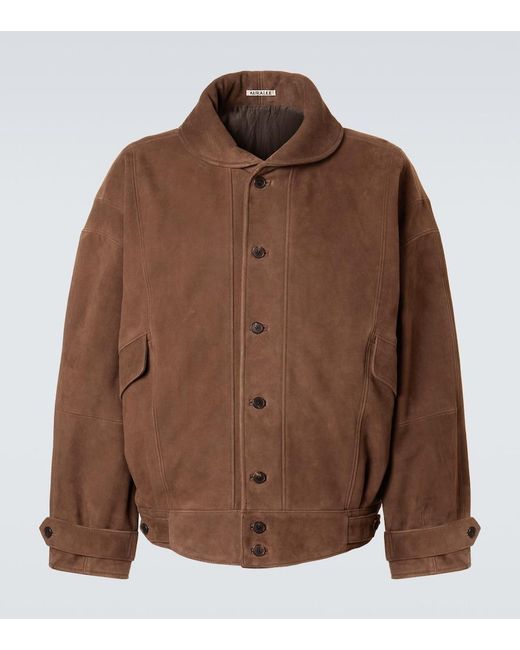 Auralee Brown Suede Blouson Jacket for men