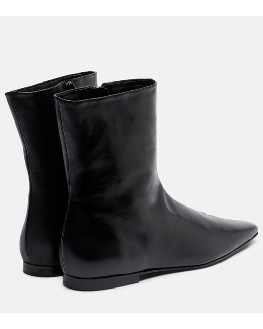 Totême Black Leather Ankle Boots