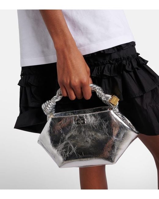 Ganni Metallic Bou Mini Tote Bag