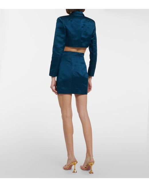 Miss Sohee Blue Silk Miniskirt With Swarovski® Crystals