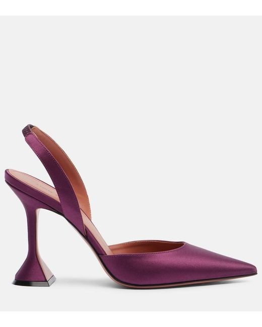 AMINA MUADDI Red Holli 95 Satin Slingback Pumps