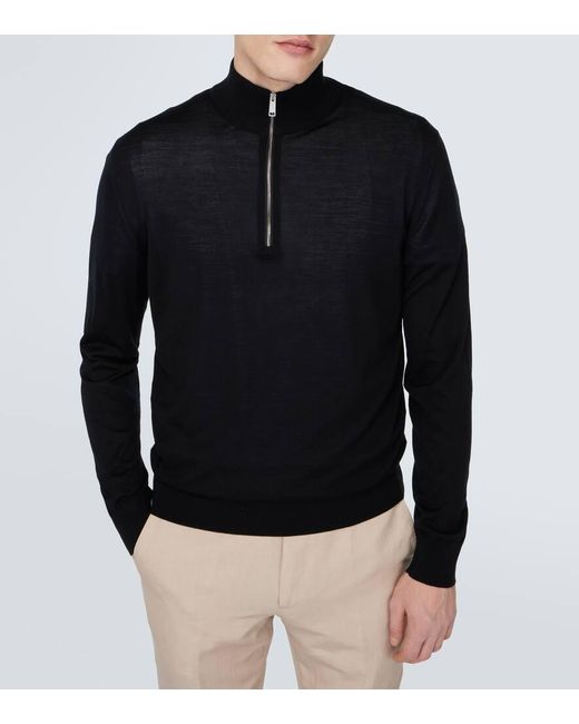 Pullover in lana con zip di Zegna in Black da Uomo