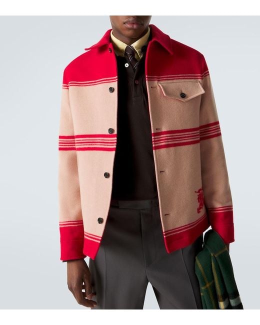 Burberry Red Ekd Wool-Blend Jacket for men