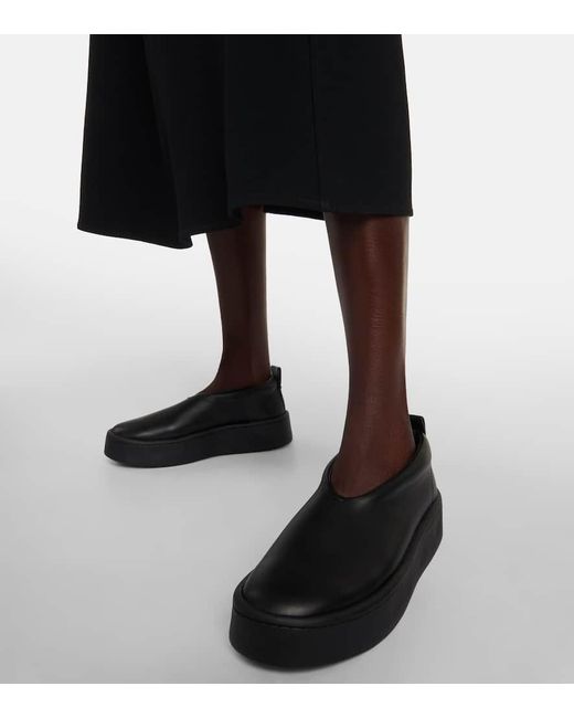 Jil Sander Black Leather Slip-On Sneakers