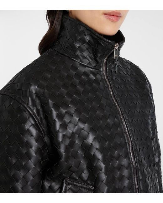 Bottega Veneta Black Intrecciato Leather Jacket