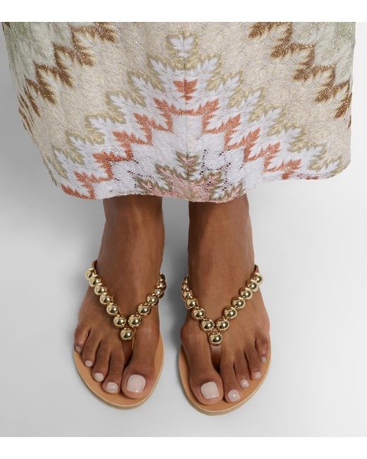Ancient Greek Sandals Pink Endoxi Studded Leather Thong Sandals